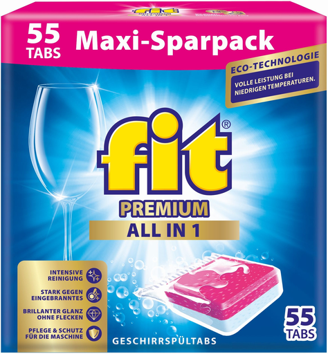 [4013162035601] FIT GRÜNE Fit Alles-In-1 Premium Dishwasher Tablets 55