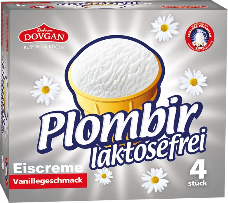 PLOMBIR EISCREME Glace sans lactose 4 x 130 ml