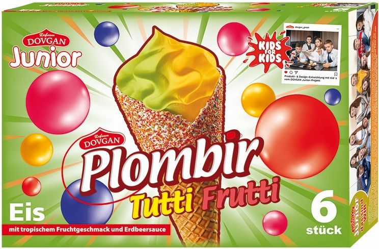 PLOMBIR EISCREME Gelado Tutti-Frutti em cone 6 x 100 ml