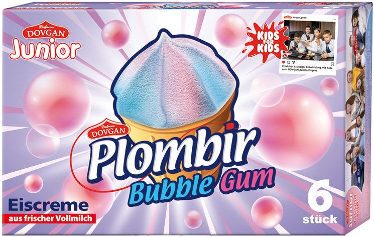 PLOMBIR EISCREME Gelado Bubble Gum 6 x 120 ml