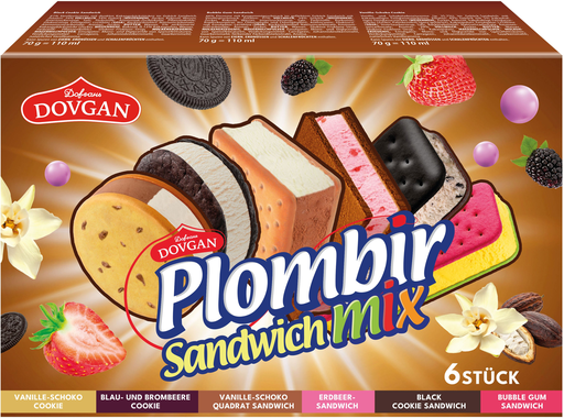 [4032549048966] PLOMBIR Sandwich Mix ice cream 6 x 395 g