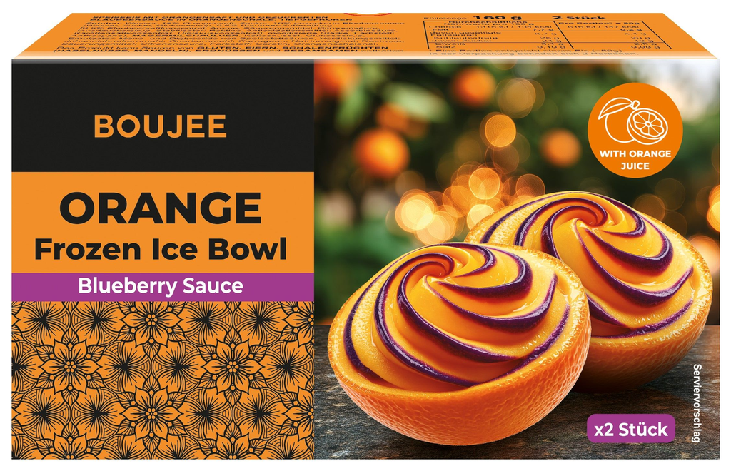 BOUJEE Orange Frozen Ice Bowl In Orangenschale 2 Stück 160 g