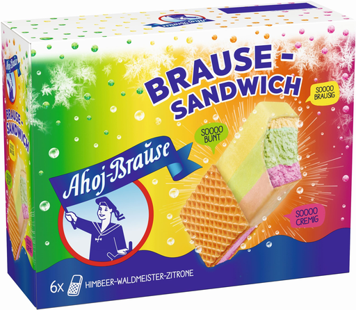 [4081800119341] AHOJ-BRAUSE Brause-Sandwich Sanduíche de gelado 6 x 90 ml