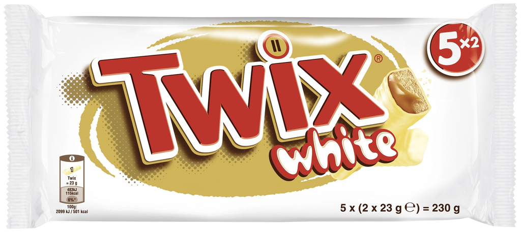 TWIX White chocolate biscuit bars with caramel and white chocolate 230 g