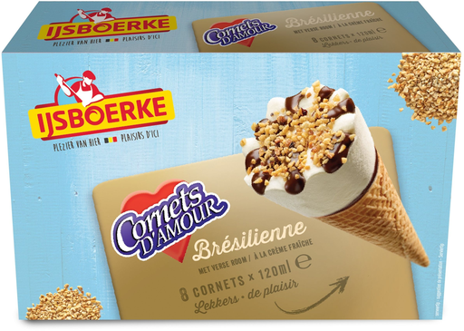 [5412121001135] IJSBOERKE Conos de helado Cornet D'Amour Brésilienne 8 x 120 ml