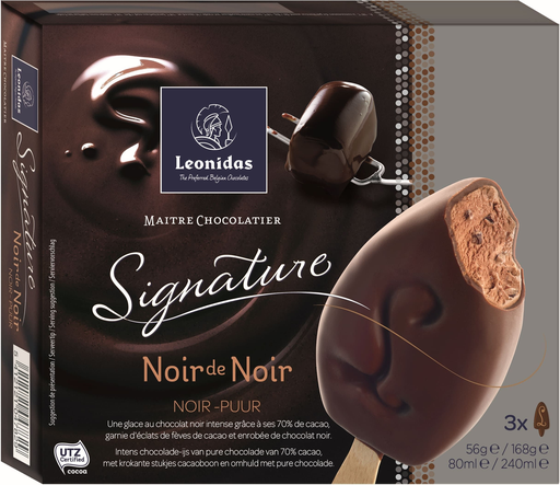 [5412121047829] LEONIDAS SIGNATURE Noir De Noir Helado de chocolate negro 3 x 80 ml