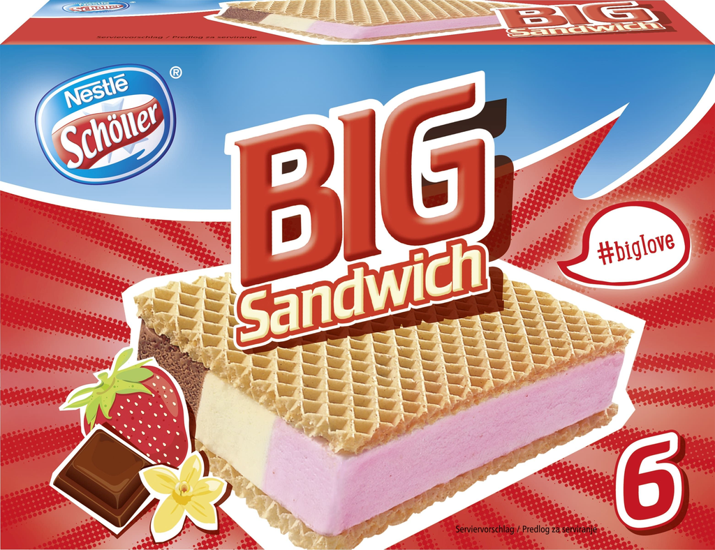 NESTLE Schöller Big Sandwich Helado 6 x 140 ml