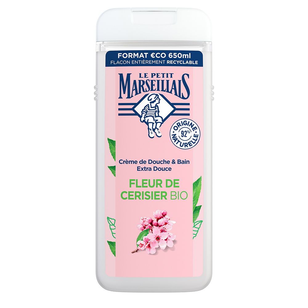 [3574661700755] Le Petit Marseillais Crème De Douche & Bain Extra Douce Fleur De Cerisier Bio 650Ml