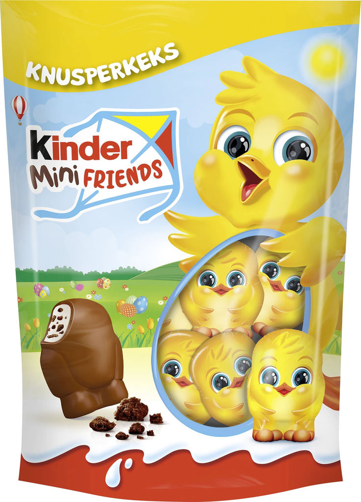 KINDER MINI FRIENDS Mini bonbons fourrés aux éclats de biscuits saveur cacao et chocolat au lait 122 g