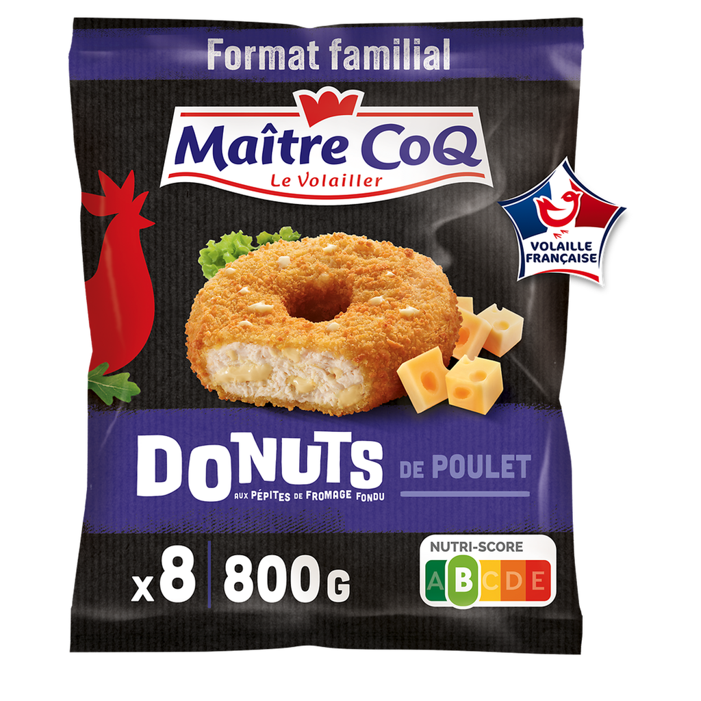 MAITRE COQ Donuts de poulet et pépites de fromage fondu 0.8 kg