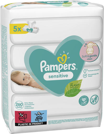 [8001841062792] PAMPERS Lingettes Sensitive 5x52 pièces