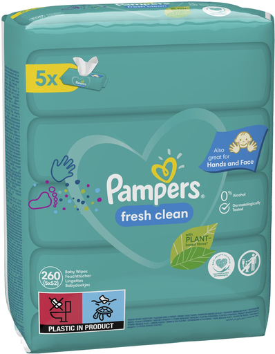 [8001841078137] PAMPERS Lingettes Fresh Clean 5x52 Pièces