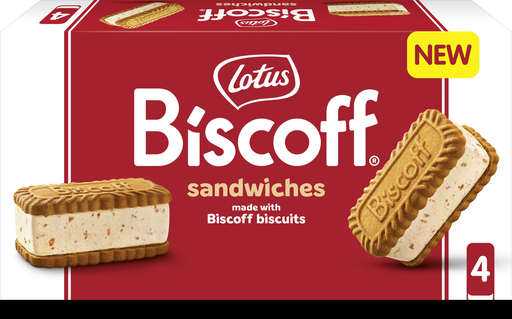[8051369006051] LOTUS Postre Helado Sándwich Vainilla Galletas Caramelizadas Biscoff caja de 4 unidades