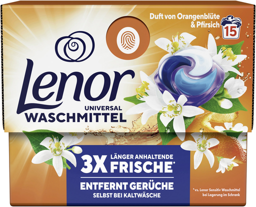 [8700216708098] LENOR Laundry All-In-1 Pods Orangenblüte & Pfirsich 15 Washes 294 g