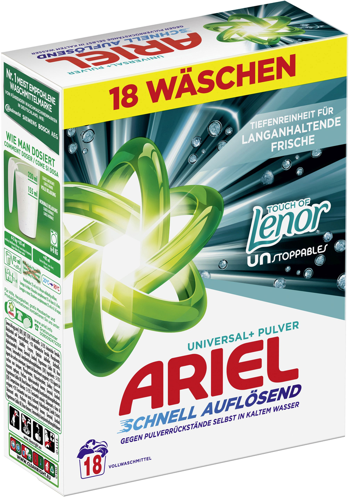 ARIEL Washing Powder Touch Of Unstoppables 18 Washes 990 g