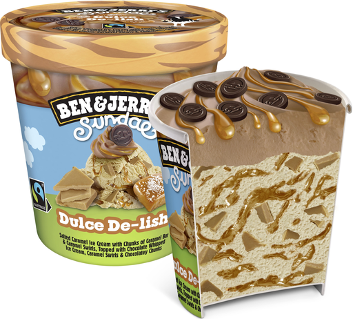 [8711327589360] BEN & JERRY'S Crème glacée Sundae Dulce De-lish 350 g