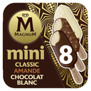 MAGNUM Mini bâtonnets glacés classic amande et chocolat blanc 8 pièces 55 ml