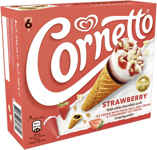 [8711327617810] LANGNESE Cornetto Fraise Multipack 6 x 90 ml