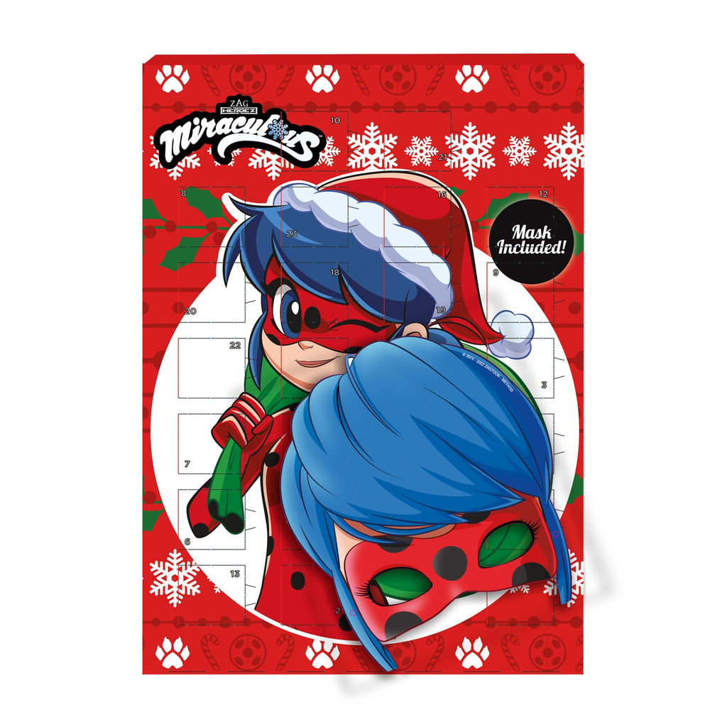 BIP FRANCE Calendário do Advento Crianças Chocolate de Leite Máscara Miraculous 75 g