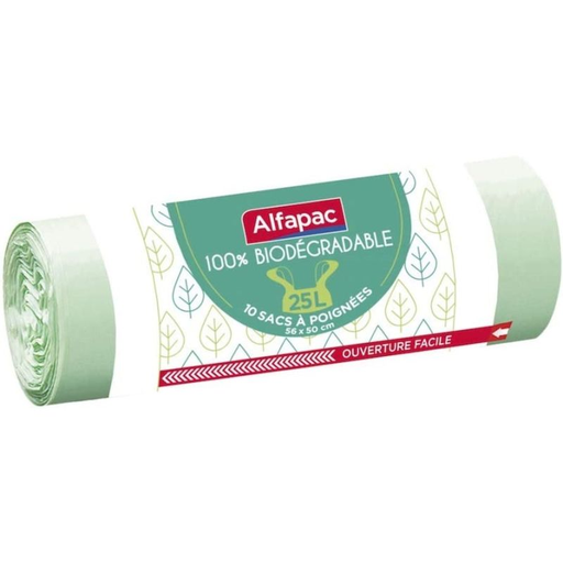 [3232763630225] AL'APAC 10 Biodegradable Handle Bin Bags Green 25 L
