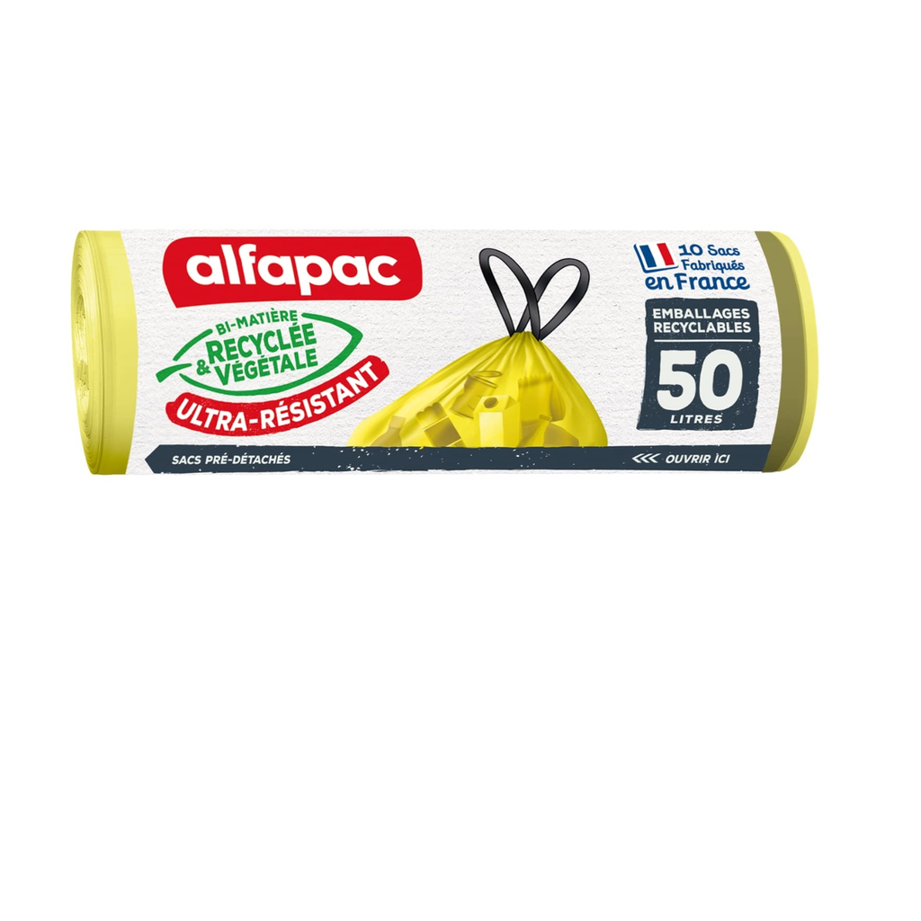 ALFAPAC Drawstring Recycling Bin Bags 50L (Roll of 10)