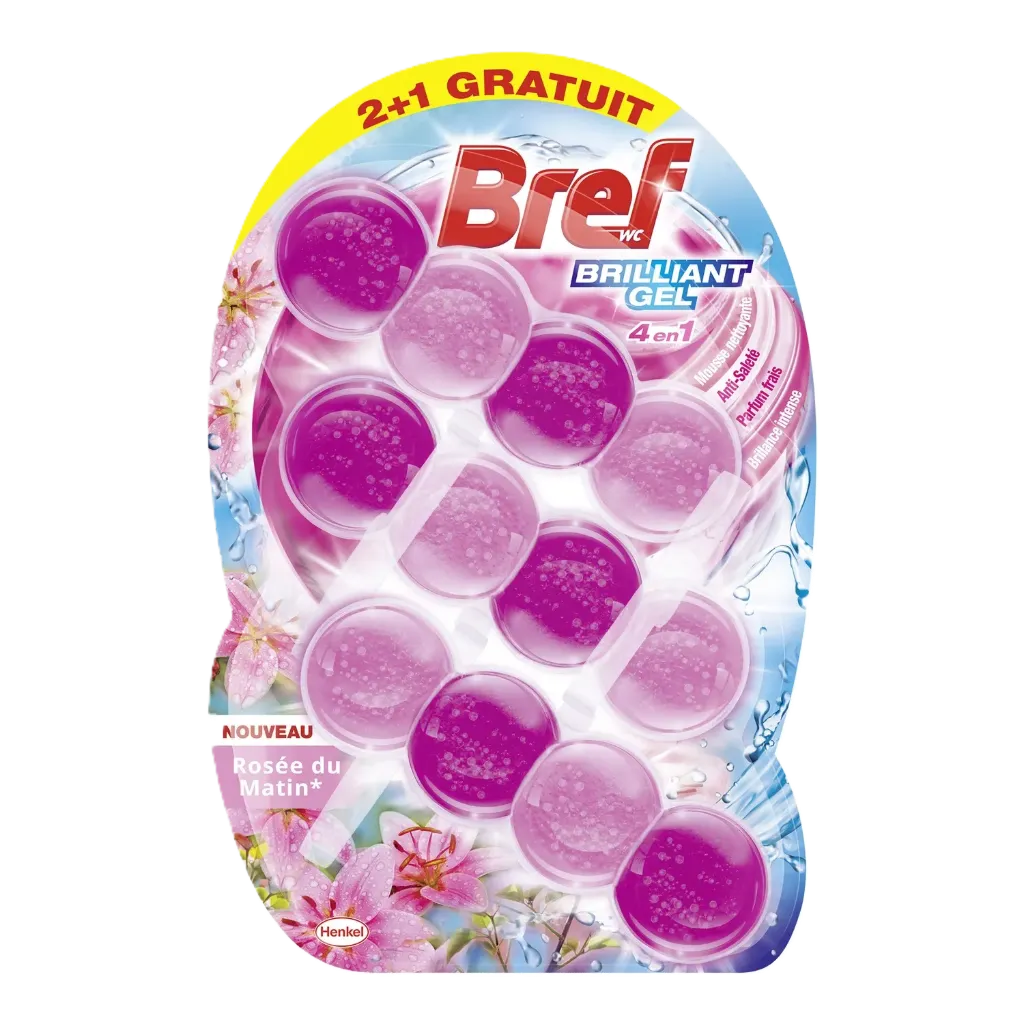 [3178041358408] Bref Wc Bloc Wc Brilliant Gel 4En1 Rosée Du Matin 3 Blocs 2+1 Offert