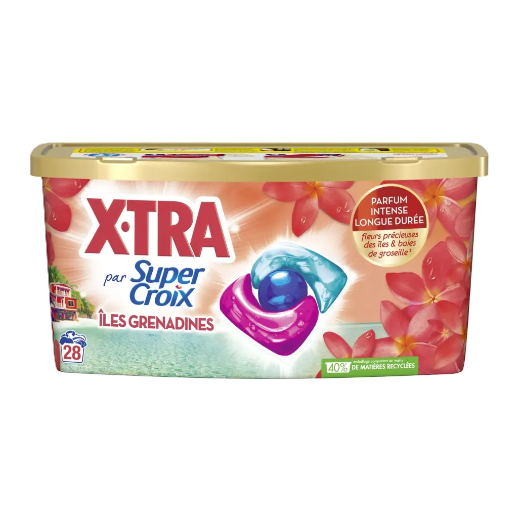 SUPER CROIX Detergente en cápsulas Îles Grenadines Fleurs Précieuse des îles & Baies de Groseille 28 cápsulas