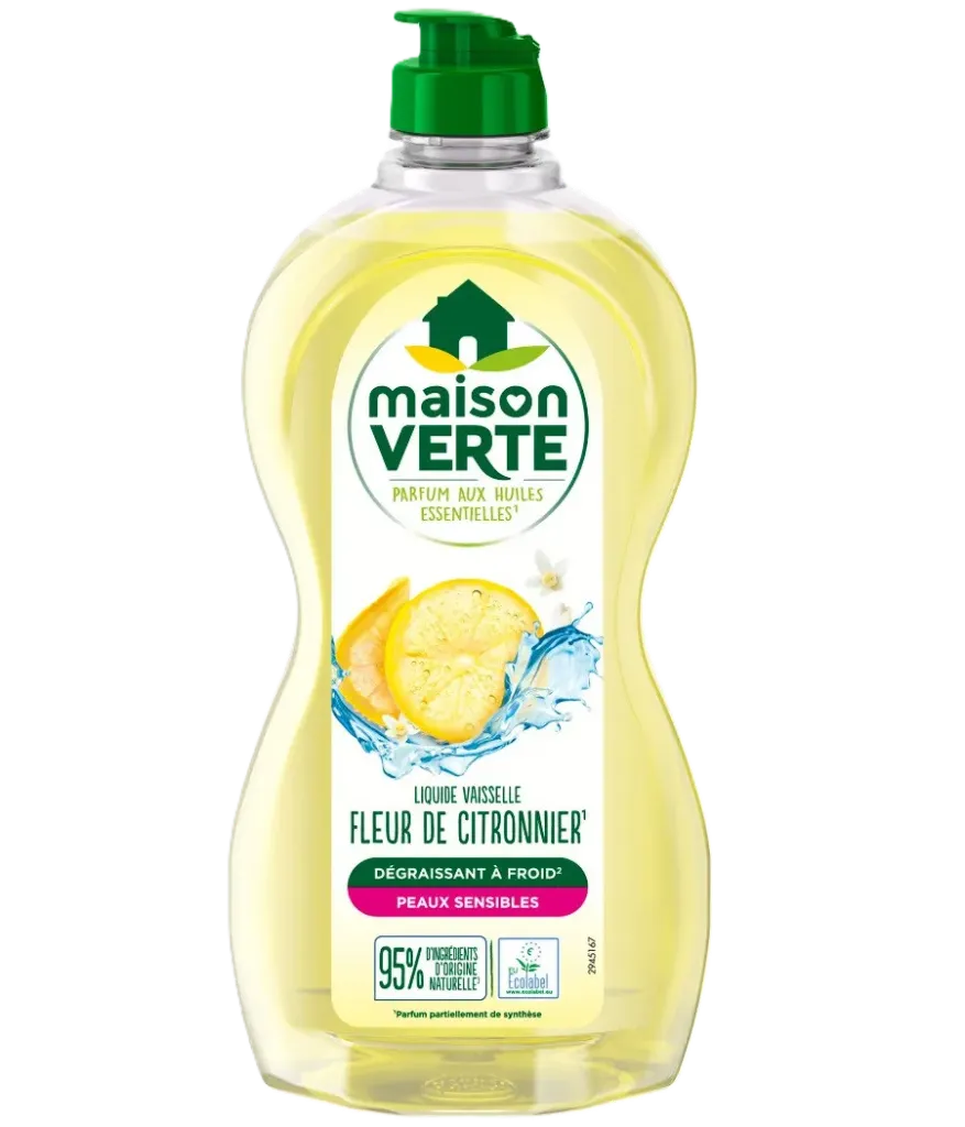 MAISON VERTE Lavavajillas Líquido Flor de Limonero Pieles Sensibles 500 ml