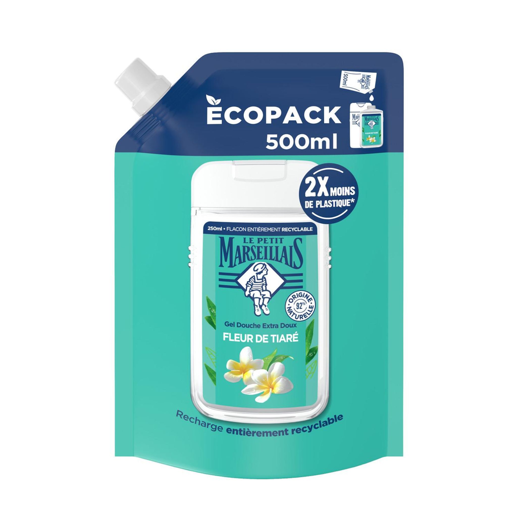 [3574661813431] Le Petit Marseillais Recharge Crème De Douche Extra Douce Fleur De Tiaré 500Ml