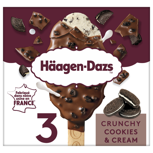 [3415587545016] HAAGEN-DAZS Gelado em pauzinho Crunchy Cookies & Cream 3x80ml