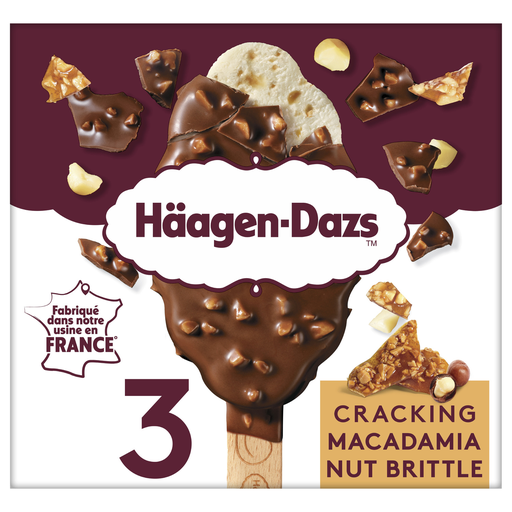 [3415587541018] HAAGEN-DAZS Gelado em pauzinho Cracking Macadamia Nut Brittle 3 x 80 ml