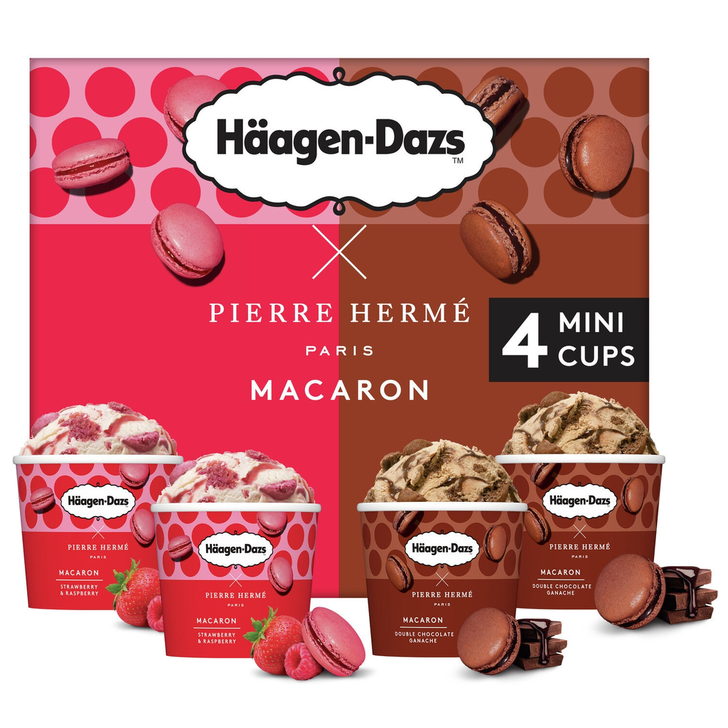 HAAGEN-DAZS Mini helado colección Pierre Hermé macaron fresa frambuesa y doble chocolate 332 g