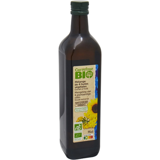 [3245411164973] CARREFOUR Mélange de 4 huiles végétales Bio 75 cl