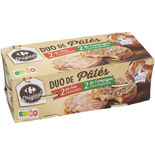 [3245411815110] CARREFOUR Assortiment Duo Pâté de Foie et de Campagne 4 boites de 80 g
