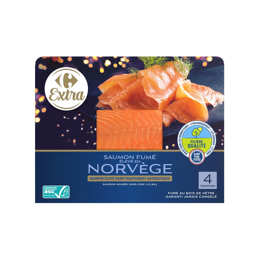 [3245412477478] CARREFOUR Norwegian Smoked Salmon EXTRA 140 g