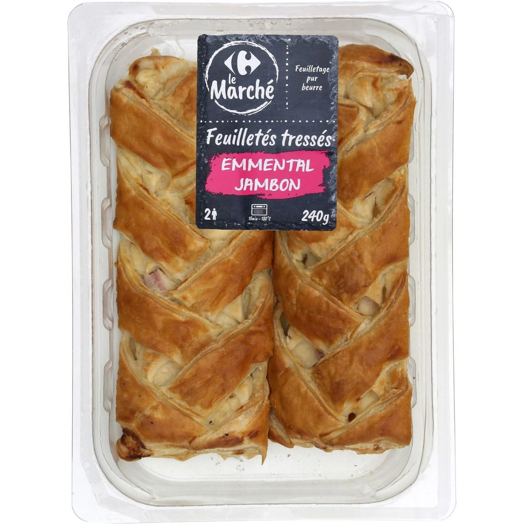 CARREFOUR LE MARCHE Folhados trançados de emmental e fiambre 240 g