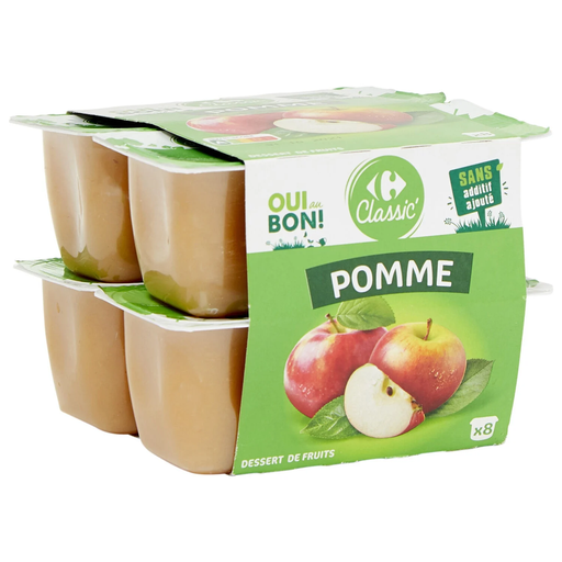 [3245412730764] CARREFOUR CLASSIC Apple Compote 8 pots of 100 g
