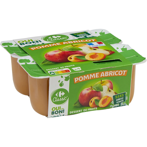 [3245412730924] CARREFOUR CLASSIC Apple Apricot Compote 4 pots of 100 g