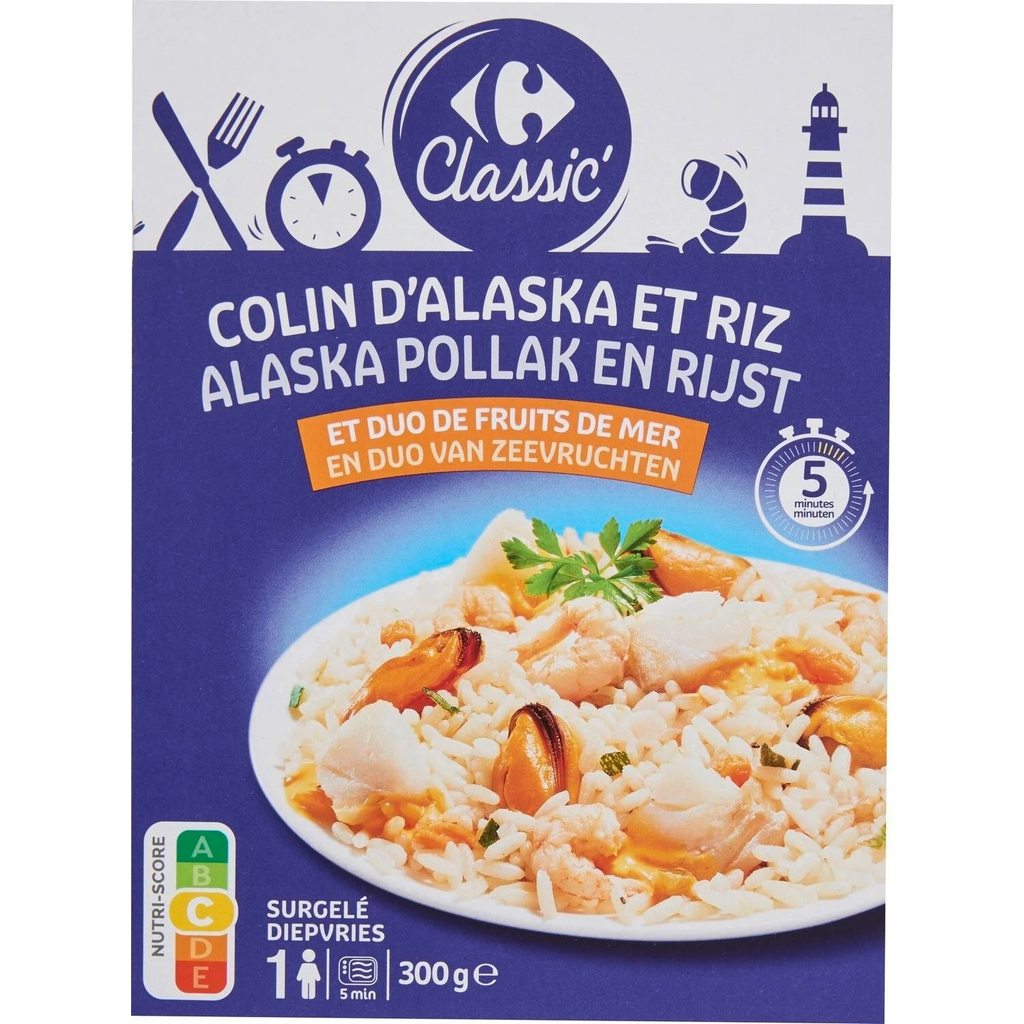 CARREFOUR CLASSIC Plato preparado Abadejo arroz y marisco 300g