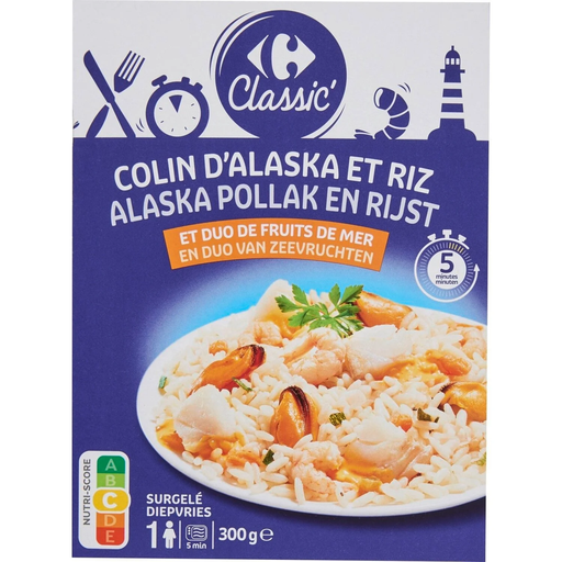 [3245412778353] CARREFOUR CLASSIC Plato preparado Abadejo arroz y marisco 300g