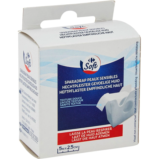 [3245413127327] CARREFOUR Esparadrapo peles sensíveis 5 m x 2,5cm SOFT