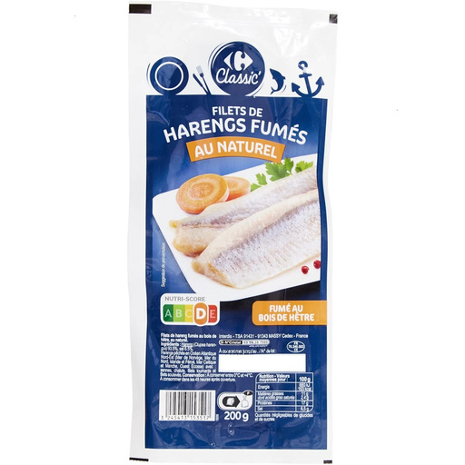 [3245413153517] CARREFOUR CLASSIC Smoked Herring Fillets Natural 200 g