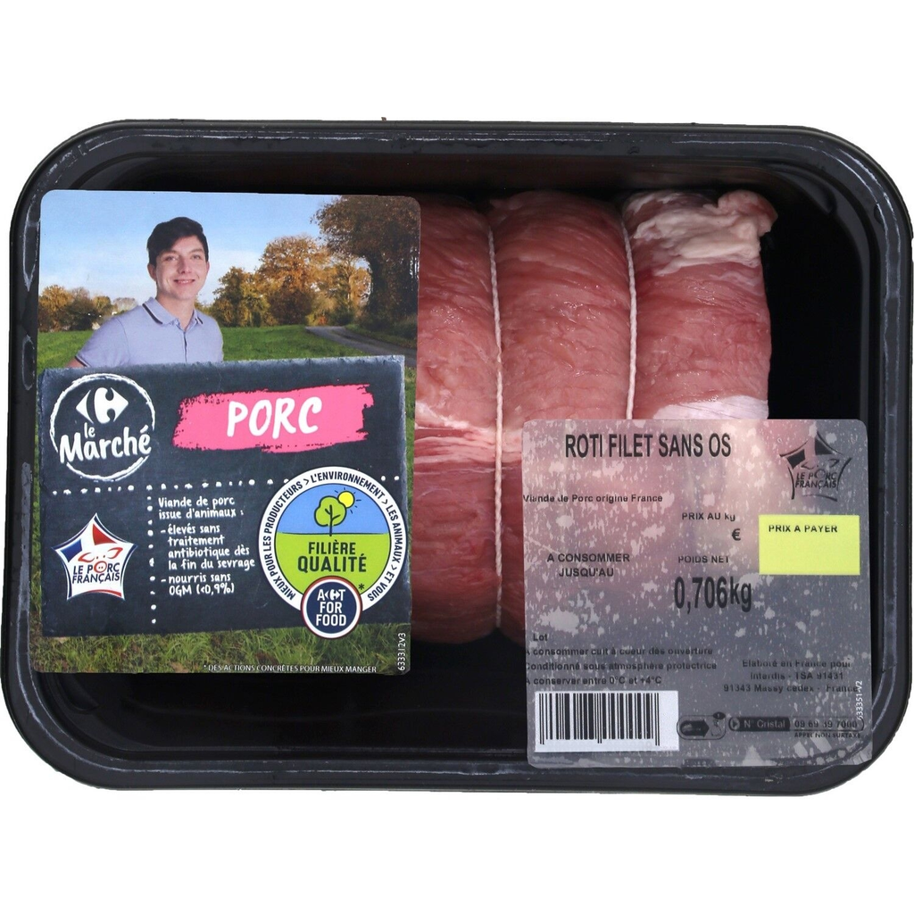 FILIERE QUALITE CARREFOUR Rôti filet de porc sans os 1 kg