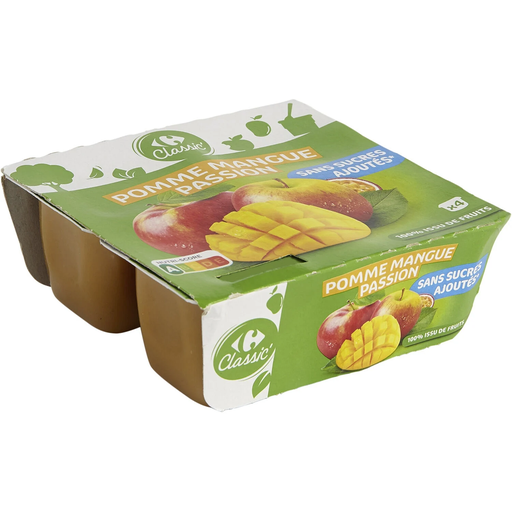 [3245414117259] CARREFOUR CLASSIC Mango Passion Fruit Compote No Added Sugar 4 x 100g