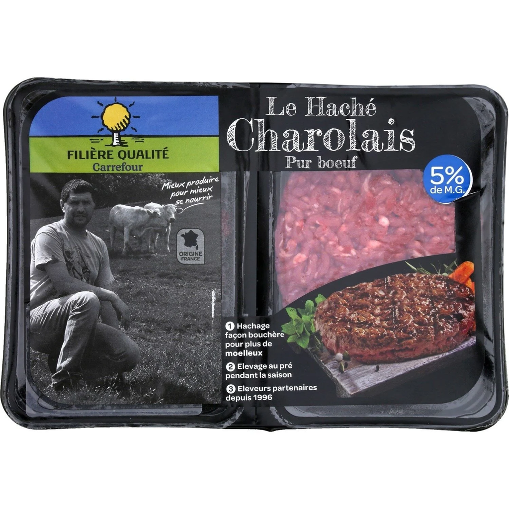 FILIERE QUALITE CARREFOUR Pure Beef Minced Steaks 5% Fat 250 g