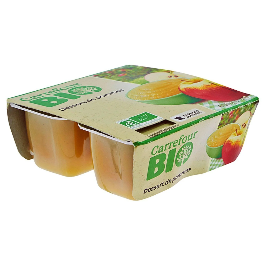 CARREFOUR Organic Applesauce 4 pots of 100 g