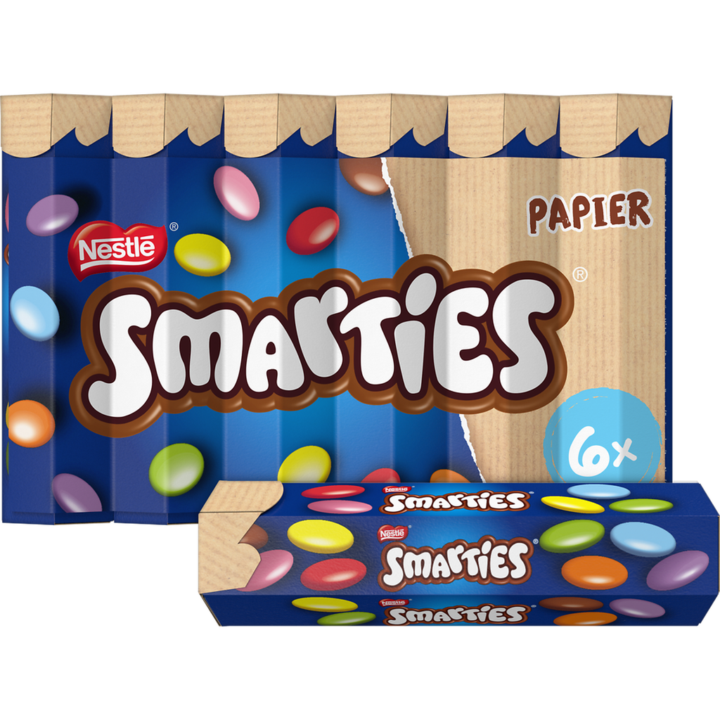 SMARTIES Hexatube bombones de chocolate con leche 6 tubos de 34 g