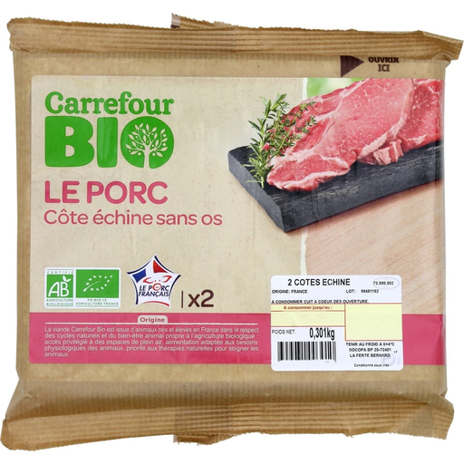 [3245415556576] CARREFOUR Organic Boneless Pork Loin Chops 300 g