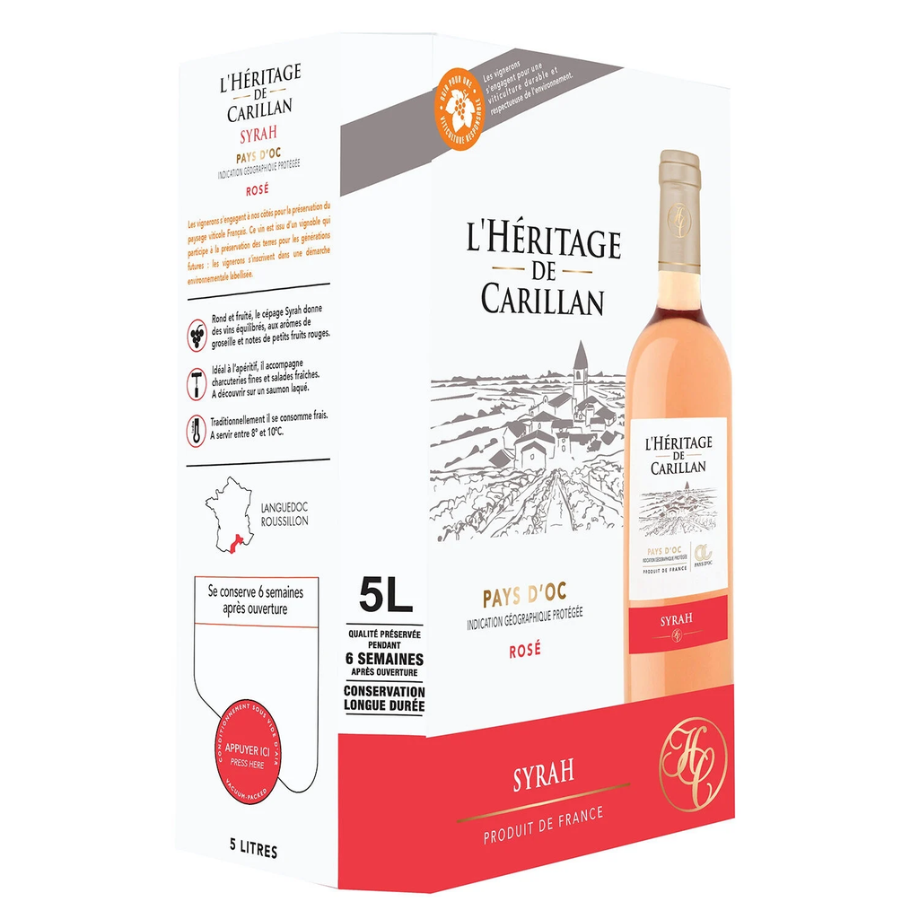 L'HERITAGE DE CARILLAN Rosé Wine IGP Pays d'Oc Syrah 5L