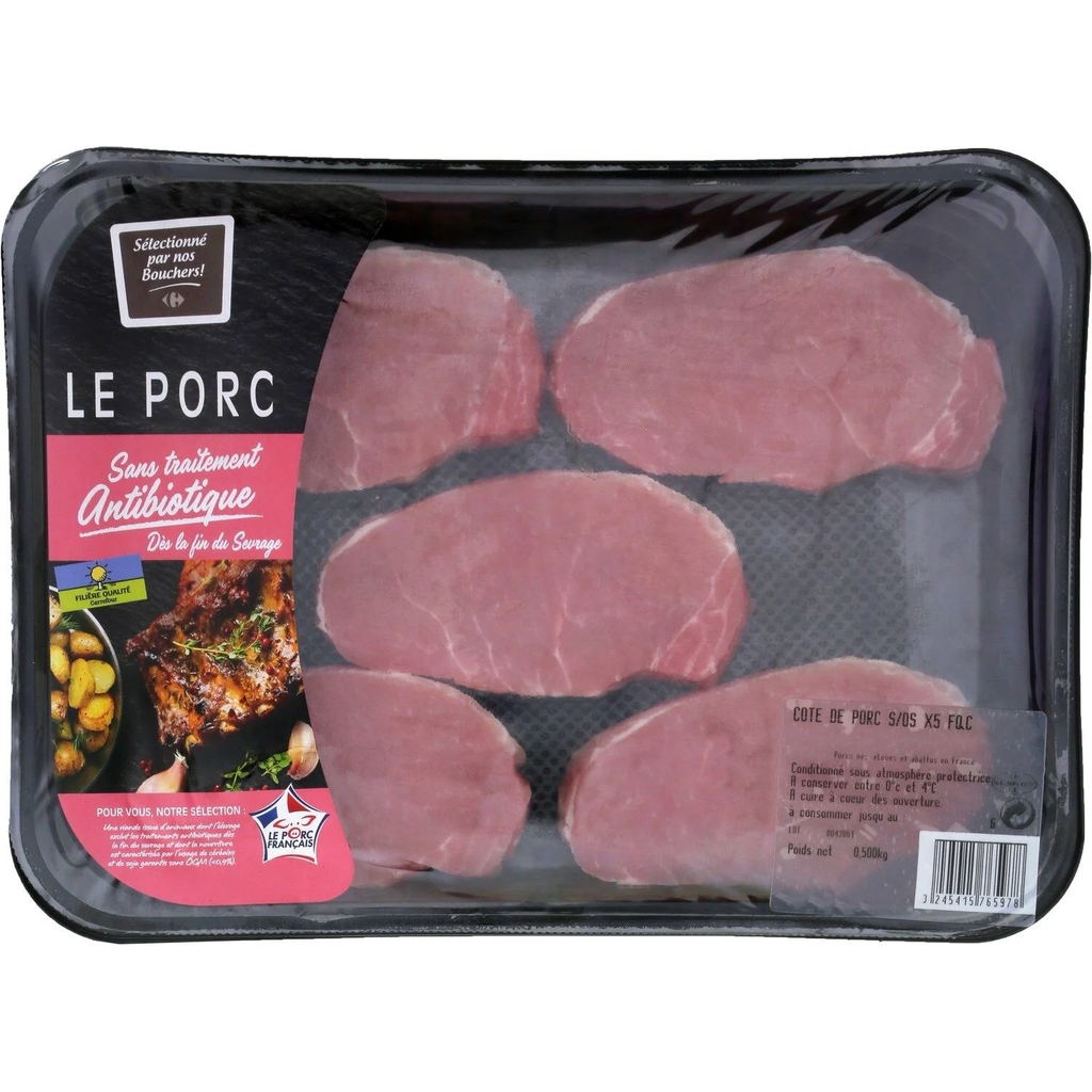 FILIERE QUALITE CARREFOUR Boneless Pork Chops 500 g